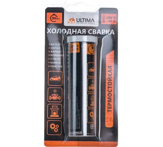 Клей холодная сварка ULTIMA ТЕРМОСТОЙКАЯ +250, 58 гр UА5826