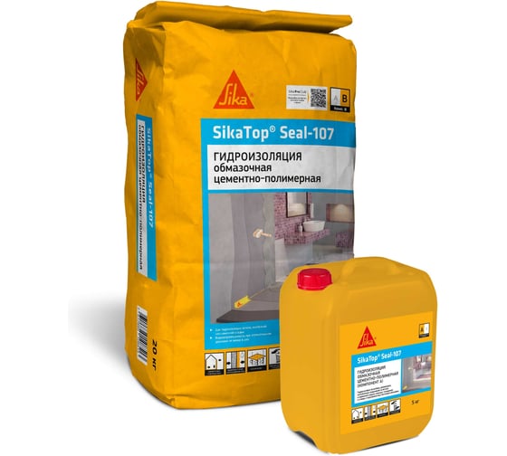 Двухкомпонентная цементная-полимерная обмазочная гидроизоляция SIKA Top Seal-107 (B) (жестко-эластичная) мешок 20 кг 469251