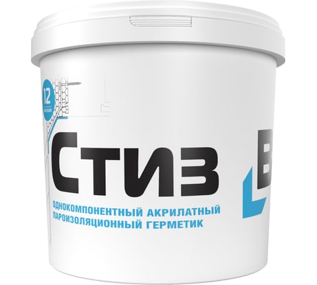 Герметик для монтажа окон акриловый пароизоляционный СТИЗ В ведро, 3 кг, RM000003636