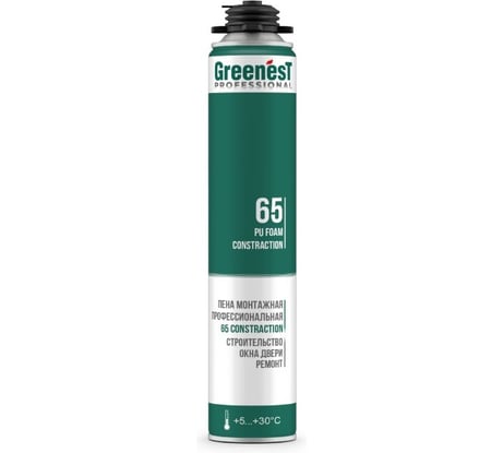 Пена монтажная GreenesT PROFESSIONAL CONSTRACTION 65, лето до +30С 185118565