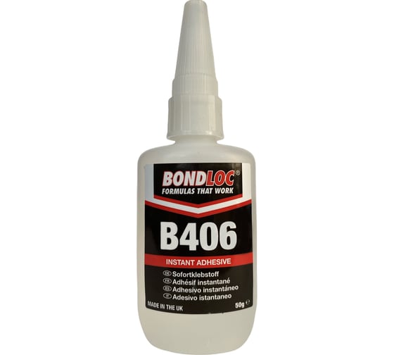 Моментальный цианоакрилатный клей для резин и пластиков Bondloc B406 50 гр B40650G 1