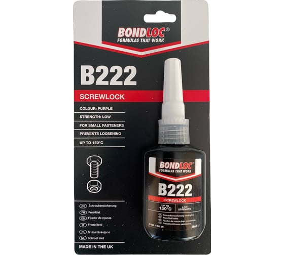 Резьбовой фиксатор низкой прочности Bondloc B222 (25 мл; блистер) B222C25ML