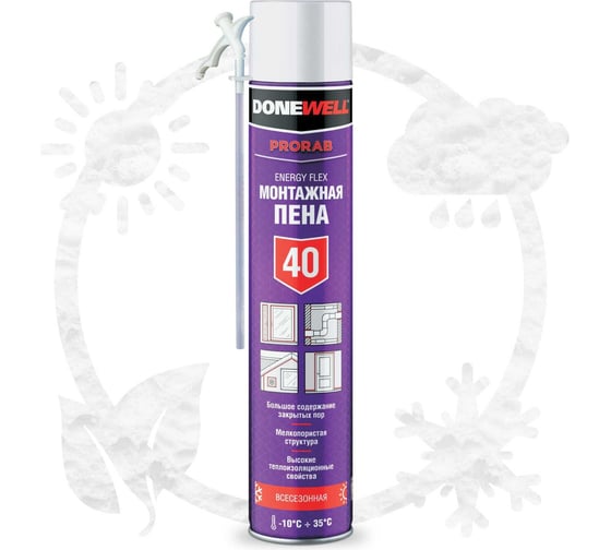 Пена полиуретановая монтажная бытовая всесезонная DONEWELL  ENERGY FLEX 40 DPH10U40