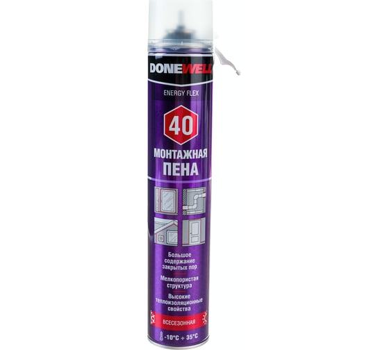 Пена полиуретановая монтажная бытовая всесезонная DONEWELL  ENERGY FLEX 40 DPH10U40