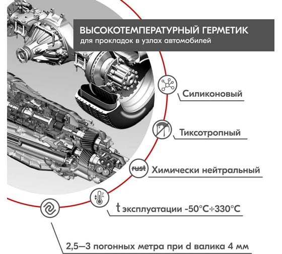 Автомобильный нейтральный высокотемпературный герметик DONEWELL силиконовый, 118 мл, черный DGT-212