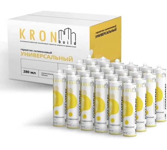 Герметик силиконовый универсальный прозрачный Kronbuild 280 мл, 24 шт. SUT2824