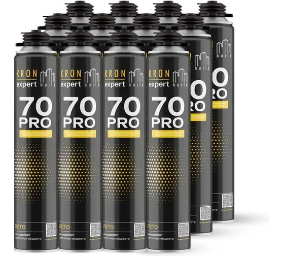 Пена монтажная летняя профессиональная Kronbuild PRO 70, комплект 12 шт. FSP7012