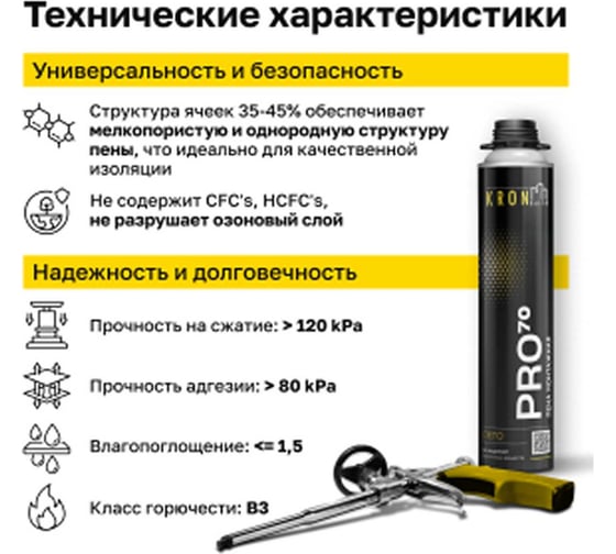 Пена монтажная летняя профессиональная Kronbuild PRO 70, комплект 12 шт. FSP7012