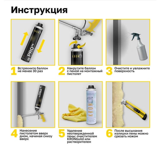 Пена монтажная летняя профессиональная Kronbuild PRO 70, комплект 12 шт. FSP7012