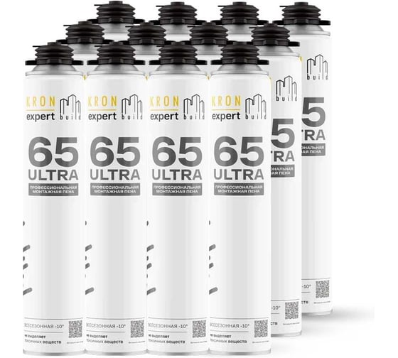 Профессиональная монтажная пена Kronbuild Лето Ultra 65, комплект 12 шт. FSU6512 1