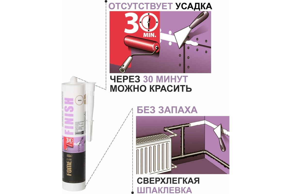 Герметик-затирка акриловый Fome Flex Finish 300 мл 01-4-2-014 11603894 ...