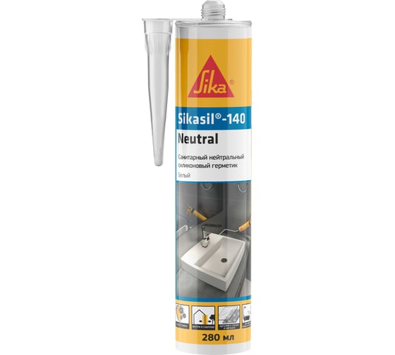Нейтральный силиконовый санитарный герметик SIKA sil?-140 Neutral (101/белый) картридж 280 мл 842736