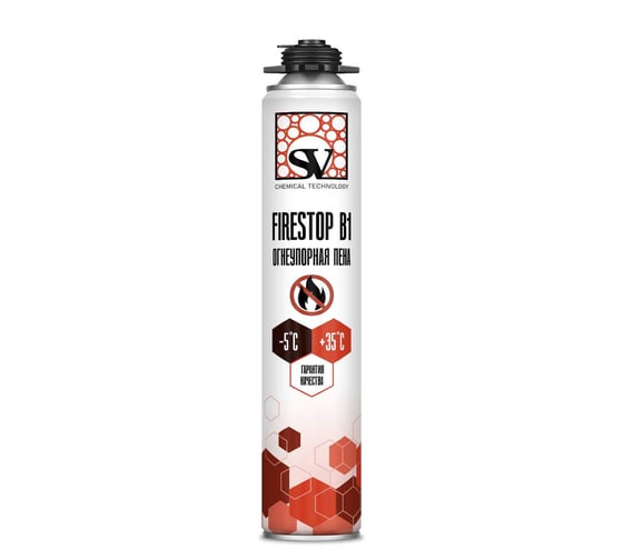 Пена огнеупорная всесезонная SV профессиональная FIRESTOP B1 720 мл (900 г) 777000