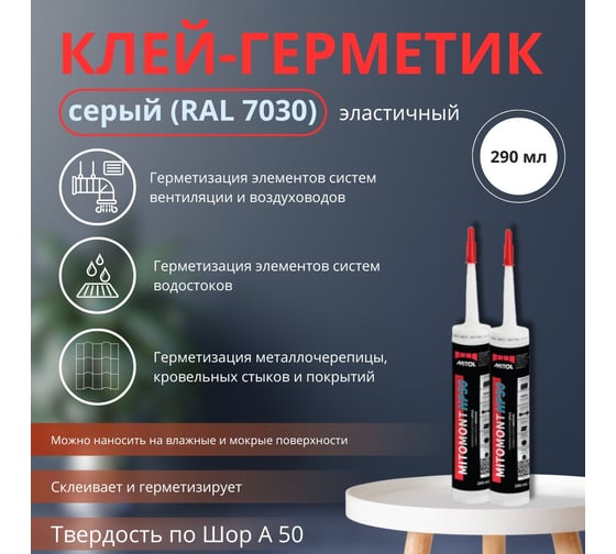 Полимерный клей-герметик MITOL МС MITOMONT HP50 290 мл, серый RAL7040 3838958533922