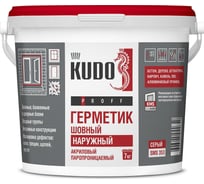 Герметик акриловый паропроницаемый шовный наружный KUDO PROFF, 7 кг, серый SMS-353