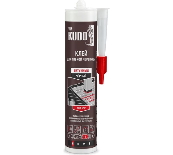 Клей KUDO HOME битумный для гибкой кровли, черный, 280 мл KBK-612 1