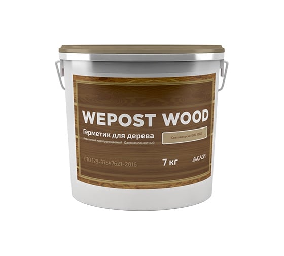 Герметик для деревянного домостроения WEPOST Wood ведро 7 кг белый (RAL 9010) СТО 129-37547621-2016 RM000004304