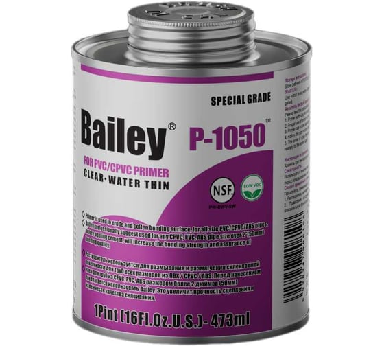 Клей для ПВХ AQUAVIVA Bailey 118 мл, L-6023, для труб до 200 мм 65801 1