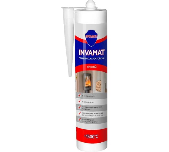 Герметик жаростойкий печной INVAMAT 881, +1500 C, 290 мл, красный 1338 1