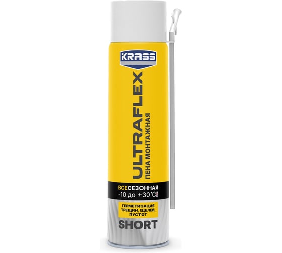 Пена монтажная KRASS ULTRAFLEX Short Всесезонная 0,35л ЛА-00005643 1