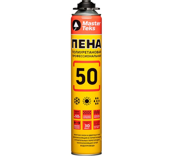 Монтажная пена MASTERTEKS 50 Pro Профи 715 мл, всесезонная 223438