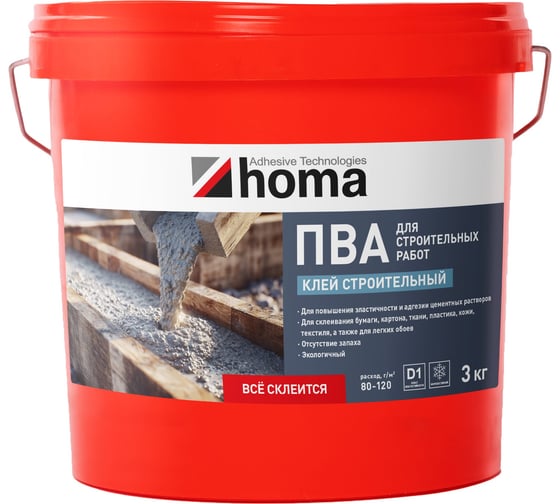 ПВА Клей строительный Homakoll ведро 3кг ПВА К строитель-03-19 1