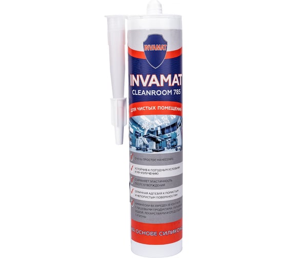 Силиконовый нейтральный герметик INVAMAT CLEANROOM для чистых помещений, белый, 310 мл 785