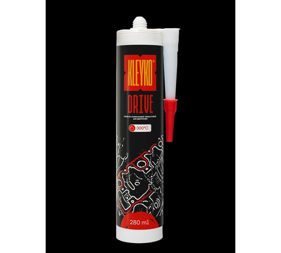 Высокотемпературный нейтральный однокомпонентный силиконовый герметик KLEYKO 280 мл, красный DRIVE 1