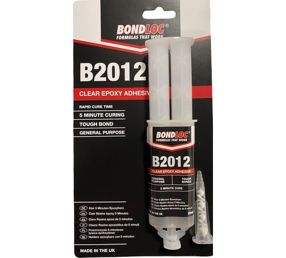 Быстрооотверждаемый прозрачный 2К эпоксидный клей Bondloc B2012 25 мл, шприц, блистер B2012C25ML