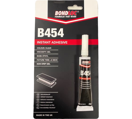 Моментальный цианоакрилатный клей Bondloc B454 гель, 20 гр, блистер B454C20G