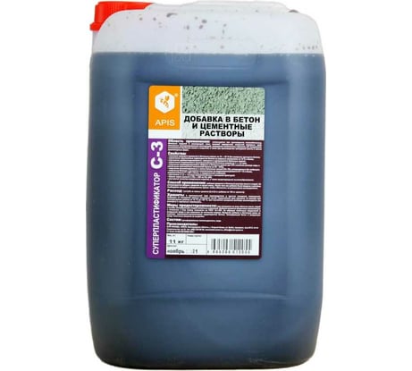 Добавка в бетонные и цементные растворы APIS СУПЕРПЛАСТИФИКАТОР С-3 (канистра; 11 кг) 4665296517166