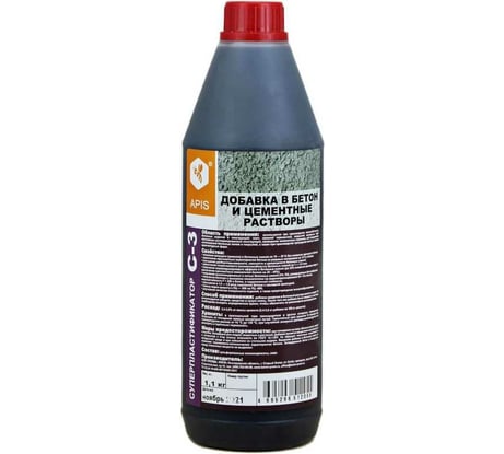 Добавка в бетонные и цементные растворы APIS СУПЕРПЛАСТИФИКАТОР С-3 (бутылка; 1,1 кг) 4665296517142