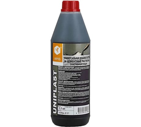 Добавка в бетонные и цементные растворы APIS СУПЕРПЛАСТИФИКАТОР UNIPLAST (бутылка; 1,1 кг) 4665296517043