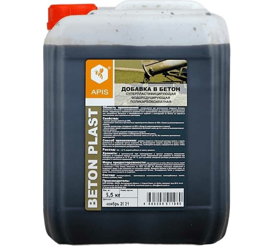 Добавка в бетонные растворы APIS BETON PLAST (канистра; 5,5 кг) 4665296517302 1
