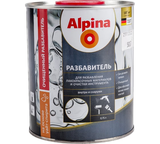 Разбавитель для лакокрасочных материалов ALPINA 0.75 л 948104051