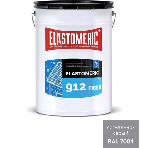 Зимняя гидроизоляционная мастика с фиброволокном Elastomeric Systems ELASTOMERIC-912 Fiber для металлических кровель 20 кг серый 912_fiber_7004_20kg 1