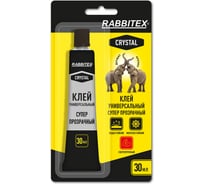 Клей универсальный RABBITEX "Crystal", суперпрозрачный кристальный, 30 мл, "ДВА СЛОНА" 609815
