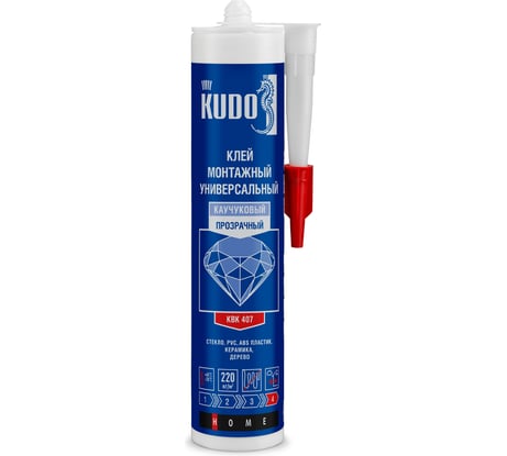 Клей монтажный KUDO HOME каучуковый универсальный, прозрачный, 280 мл KBK-407