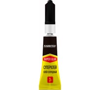 Клей секундный суперклей УЛЬТРАПРОЧНЫЙ RABBITEX, отрывная мультикарта, 3 грамма, 609810