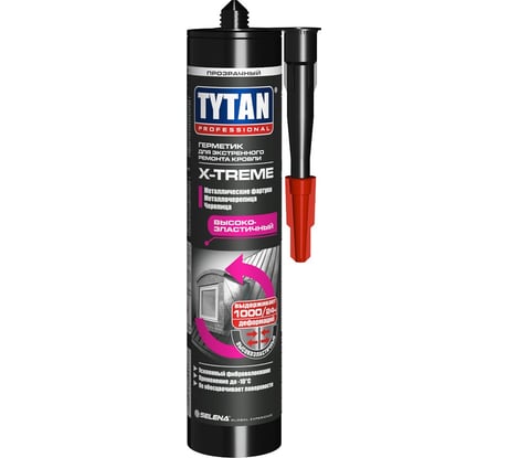 Каучуковый герметик для кровли TYTAN PROFESSIONAL Х-Treme 19037, 310 мл, прозрачный 282790
