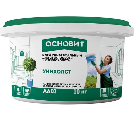 Клей для стеклообоев готовый Основит УНИХОЛСТ AA01 10 кг 96355