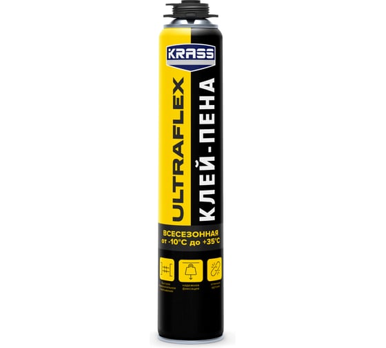 Клей-пена KRASS Ultraflex универсальная пистолетная всесезонная 0,6л ЛА-00006066