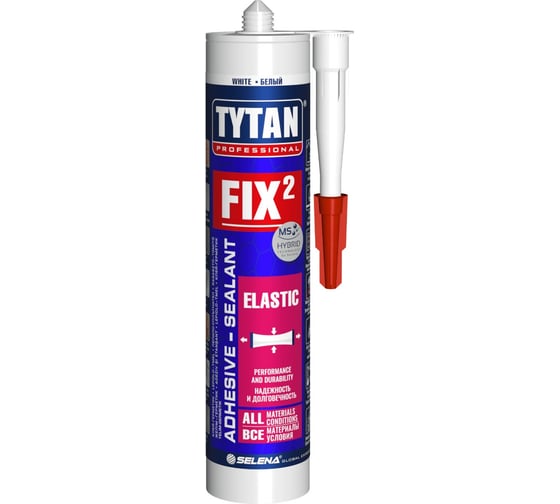 Клей-герметик Tytan Professional Fix² Elastic 11375, 290 мл, белый 283396