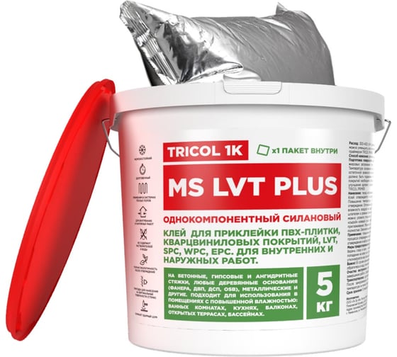 Клей для ПВХ TRICOL 1K MS LVT PLUS, 5 кг. 38806