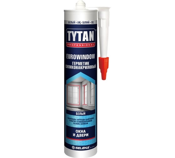Силиконакриловый герметик Tytan PROFESSIONAL EUROWINDOW окна и двери, 280 мл 16913 1
