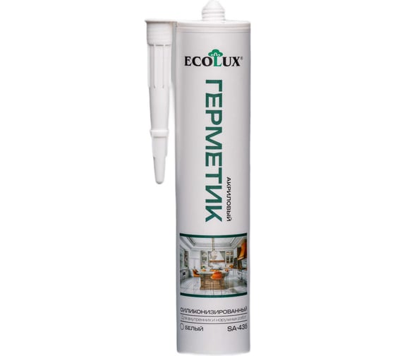 Герметик акриловый силиконизированный Ecolux SA-435, 20 штук в упаковке, белый, 290 мл 4607133685034
