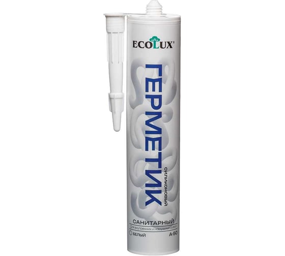 Герметик силиконовый санитарный Ecolux А-50 20 штук в упаковке, белый, 280 мл 4607133684433