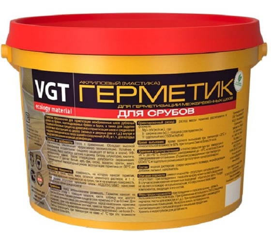 Акриловый высокоэластичный герметик для срубов VGT сосна 15кг 15877