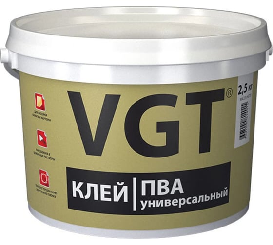 Универсальный клей ПВА для дерева, бумаги, картона VGT 0,1кг 1154
