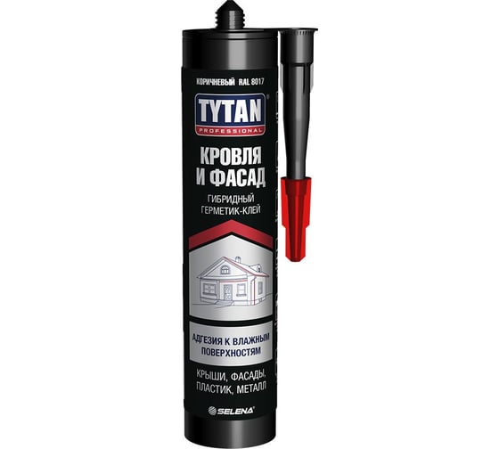 Клей-герметик гибридный TYTAN PROFESSIONAL Кровля и фасад, 280 мл, RAL 8017, коричневый 283936